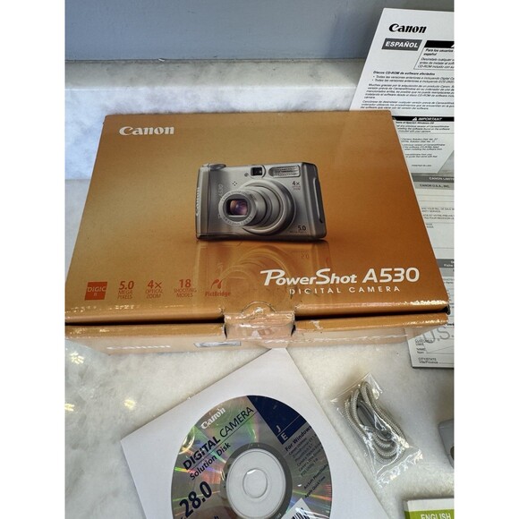 Canon PowerShot A530 5.0MP Digital Camera Silver Possible Low Battery Issue AsIs - Picture 4 of 15